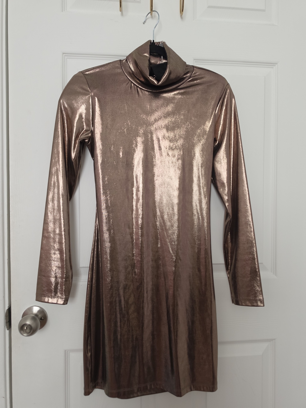 Marc ELLIS metallic Bronze Turtleneck Long-Sleeve Dress